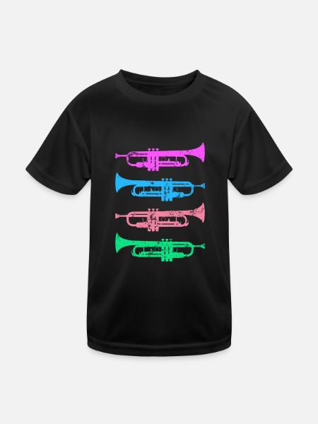 Retro Trompeten Jazz Musiker Spieler Vintage - Kinder Funktions-T-Shirt - Schwarz - Vorne