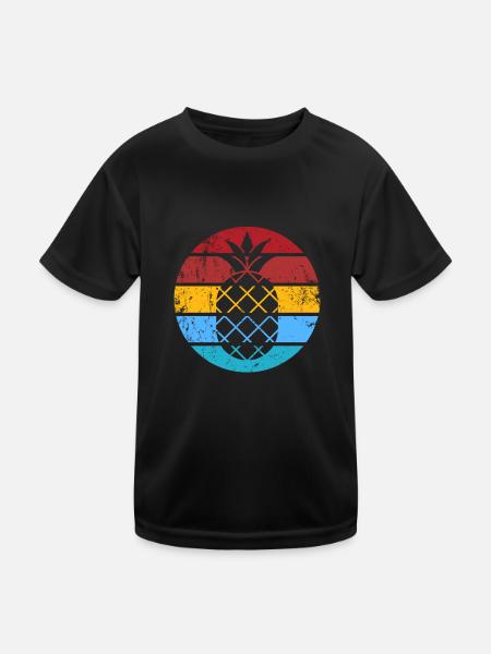 Retro Ananas Fruit Summer Vibes Vintage Aloha - T-shirt sport Enfant - noir - Devant