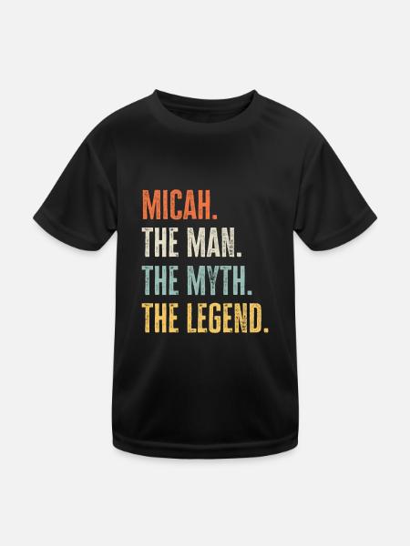 Micha, Mann Mythos Legende, lustiger bester Name Micah - Kinder Funktions-T-Shirt - Schwarz - Vorne