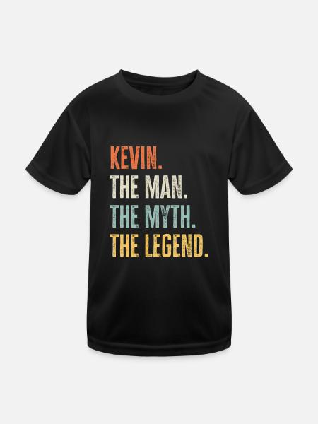 Kevin, Mann Mythos Legende, lustiger bester Name Kevin - Kinder Funktions-T-Shirt - Schwarz - Vorne