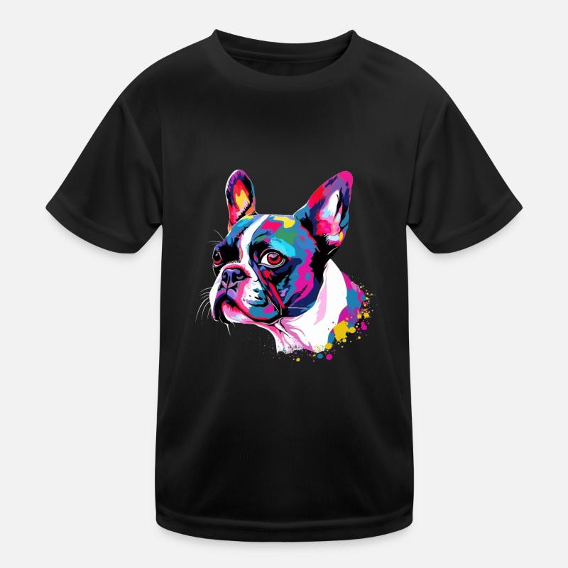 Boston Terrier Bunt - Kinder Funktions-T-Shirt - Schwarz