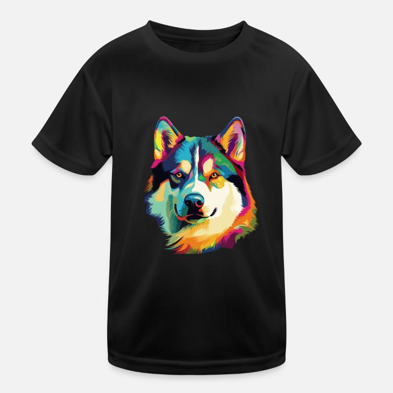 Husky Hund Bunt Kinder Funktions-T-Shirt