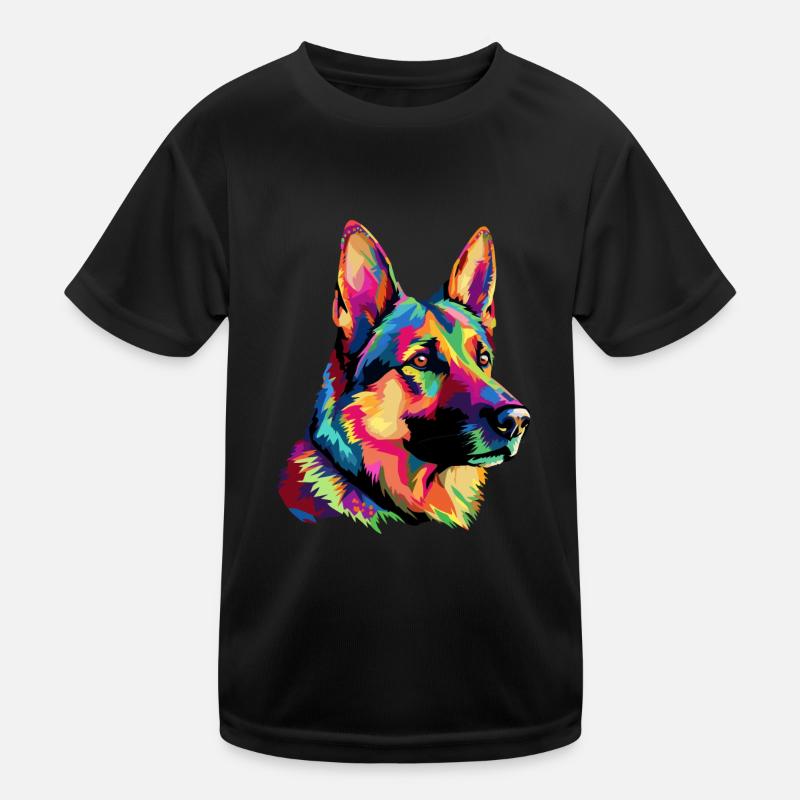 Deutscher Schäferhund Bunt Kinder Funktions-T-Shirt