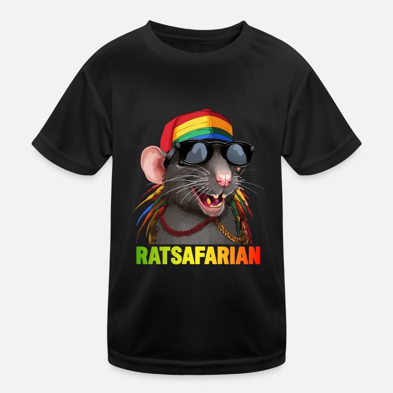 Coole Rasta-Ratte Bunt Kinder Funktions-T-Shirt