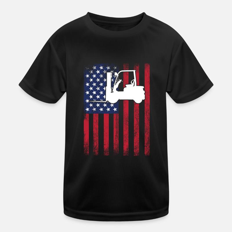 Forklift USA Flag Kids Functional T-Shirt