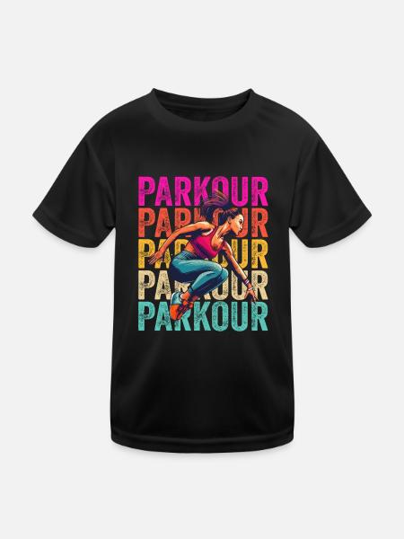 Parkour Girl Rétro Vintage - T-shirt sport Enfant - noir - Devant