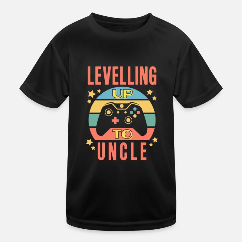 Werdender Onkel Bester Gamer Level Up Geschenk - Kinder Funktions-T-Shirt - Schwarz