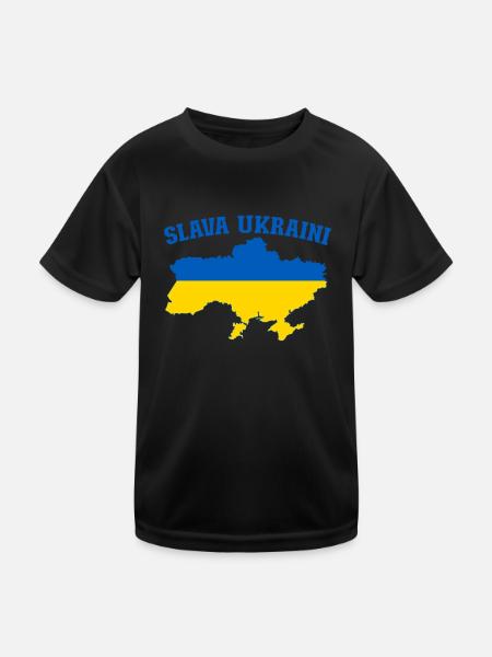 Ukraine Slava Ukraine Flagge - Kinder Funktions-T-Shirt - Schwarz