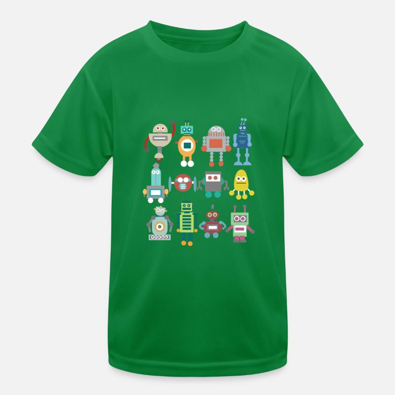 Nerd Robot Retro Funny Gift Technique Play Kids Functional T-Shirt