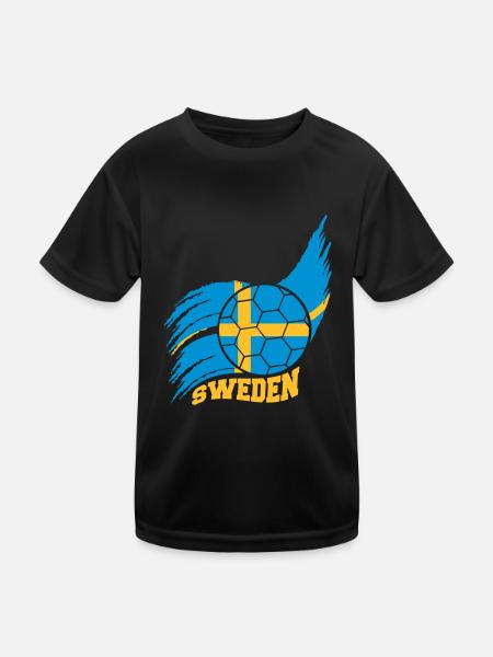 Flag Ball Suède Logo de fan de football suédois - T-shirt sport Enfant - noir - Devant