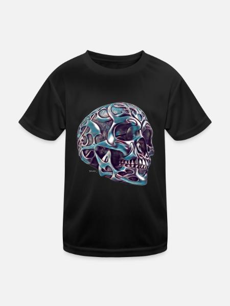 Keltischer Schädel - Kinder Funktions-T-Shirt - Schwarz - Vorne