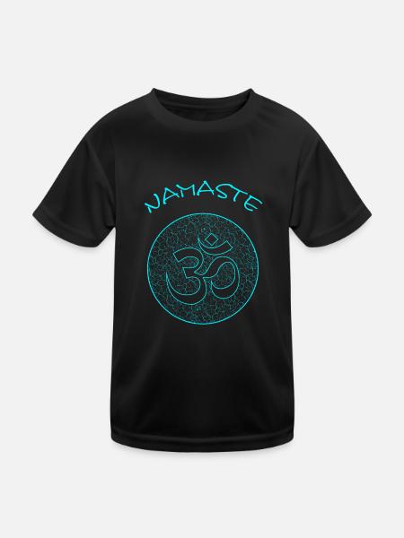 Yoga Namaste - Kinder Funktions-T-Shirt - Schwarz - Vorne