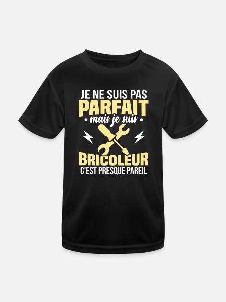 Pas parfait mais je suis bricoleur - T-shirt sport Enfant - noir - Devant