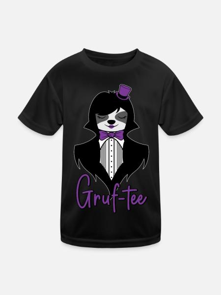 Gruf-Tee Goth Sloth Grufti Gothic Faultier Gruftee - Kinder Funktions-T-Shirt - Schwarz - Vorne
