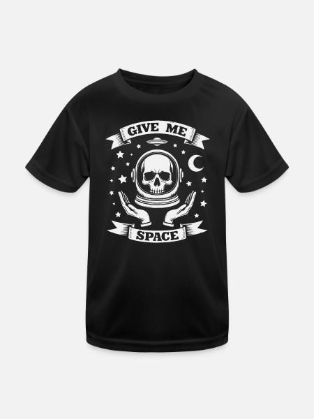 Give me Space - Kinder Funktions-T-Shirt - Schwarz - Vorne