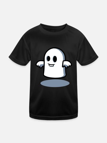 Kleiner Geist um Mitternacht - Gespenst - Kinder Funktions-T-Shirt - Schwarz - Vorne