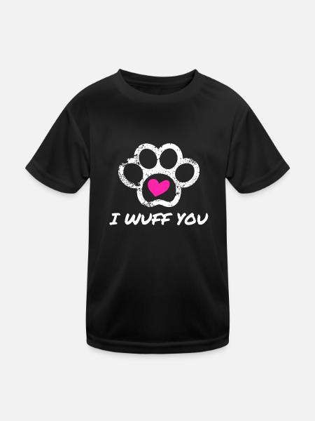 I WUFF YOU - Amour de chien drôles de phrases/w - T-shirt sport Enfant - noir - Devant
