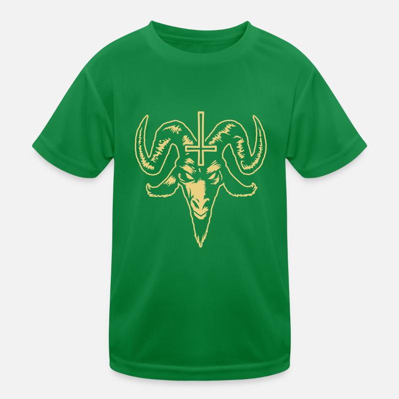 Ziegenkopf mit Kreuz (invertiert) Kinder Funktions-T-Shirt