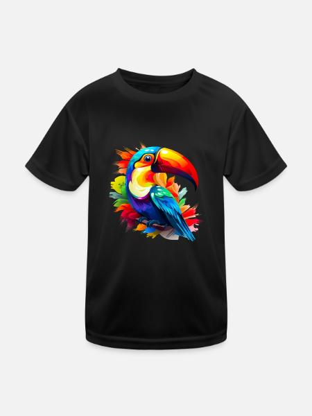 colorful toucan - Kids Functional T-Shirt - black - Front