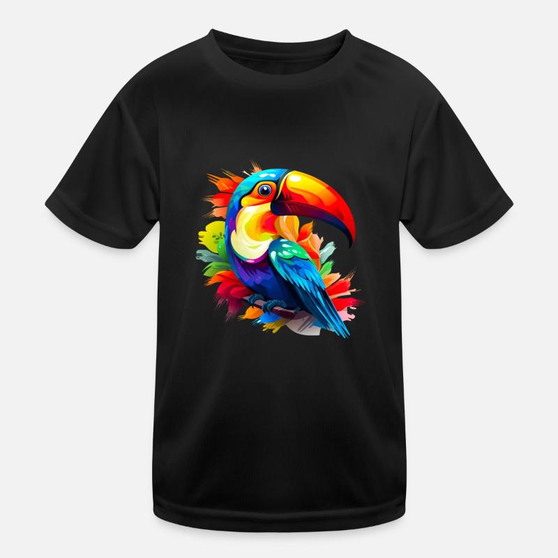 farbenfroher Tukan Kinder Funktions-T-Shirt
