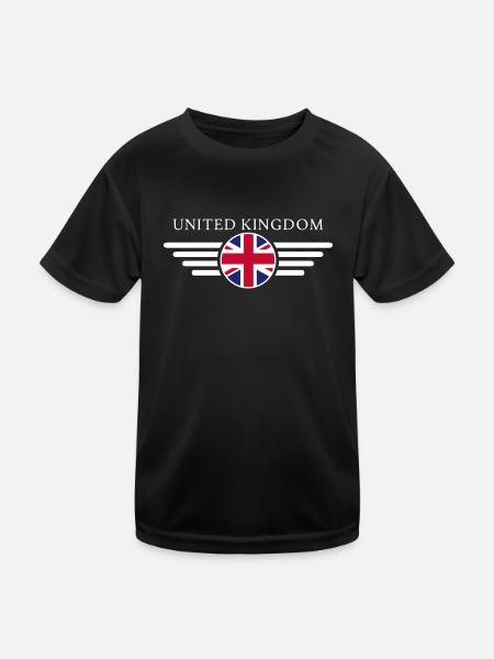 Vereinigtes Königreich T-Shirt - Kinder Funktions-T-Shirt - Schwarz - Vorne