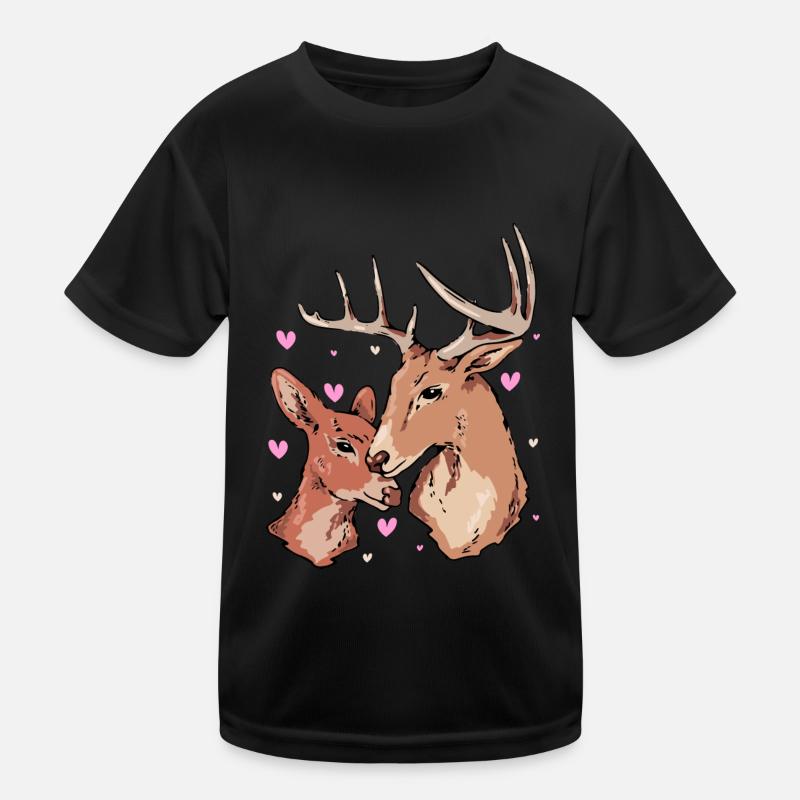 Hirsch Liebe Herz Kinder Funktions-T-Shirt
