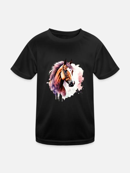 Gallop in Style: Majestic Horse Head Sculpture - Kinder Funktions-T-Shirt - Schwarz - Vorne