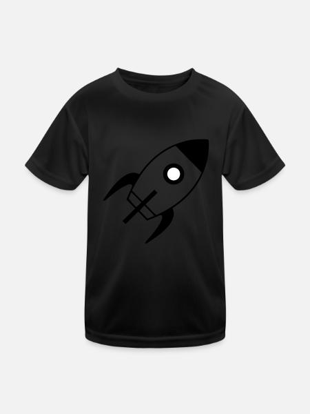 spaceship - Kinder Funktions-T-Shirt - Schwarz - Vorne