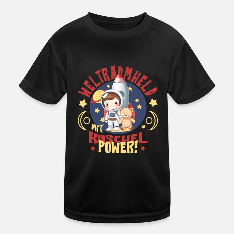 Astronaut mit Teddybär Kinder Funktions-T-Shirt