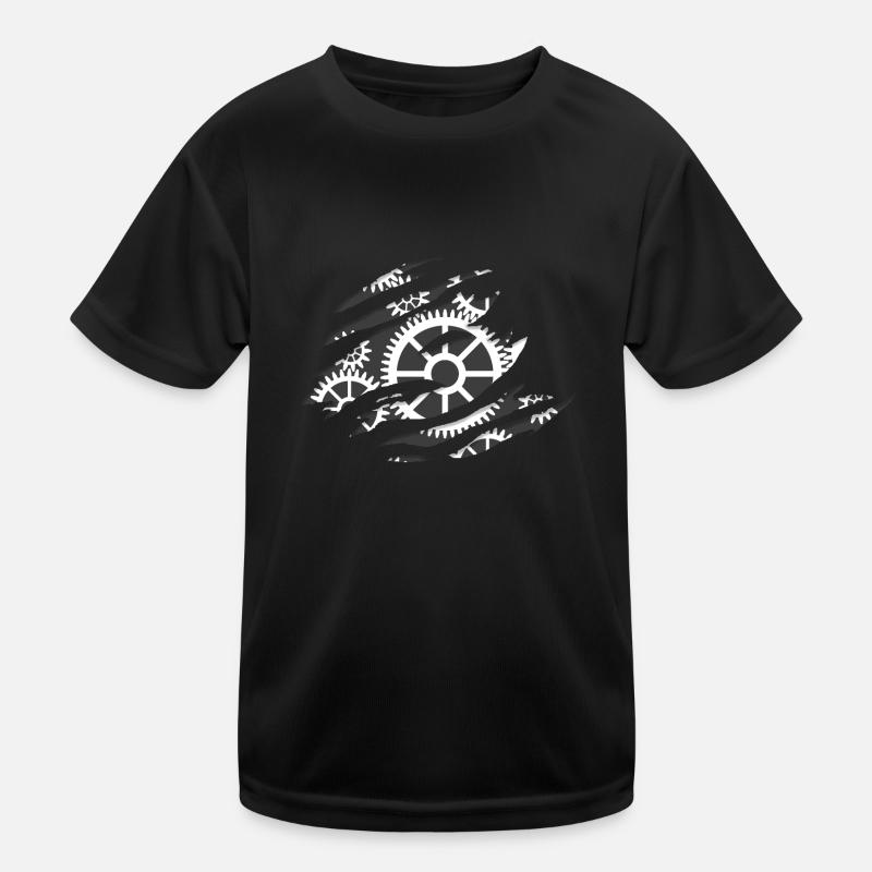 Gear behind torn effect - gift idea Kids Functional T-Shirt