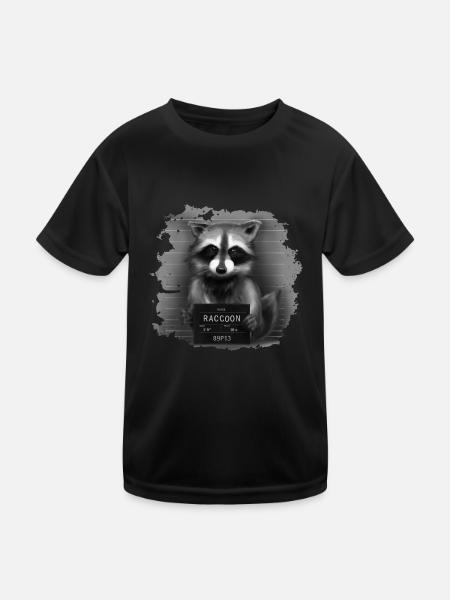 Raccoon Mugshot - Kids Functional T-Shirt - black