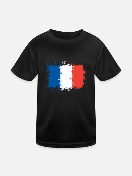 Frankreich flagge - Kinder Funktions-T-Shirt - Schwarz