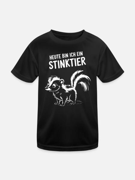 Stinktier Kostüm Tier lustig Karneval Fasching - Kinder Funktions-T-Shirt - Schwarz - Vorne