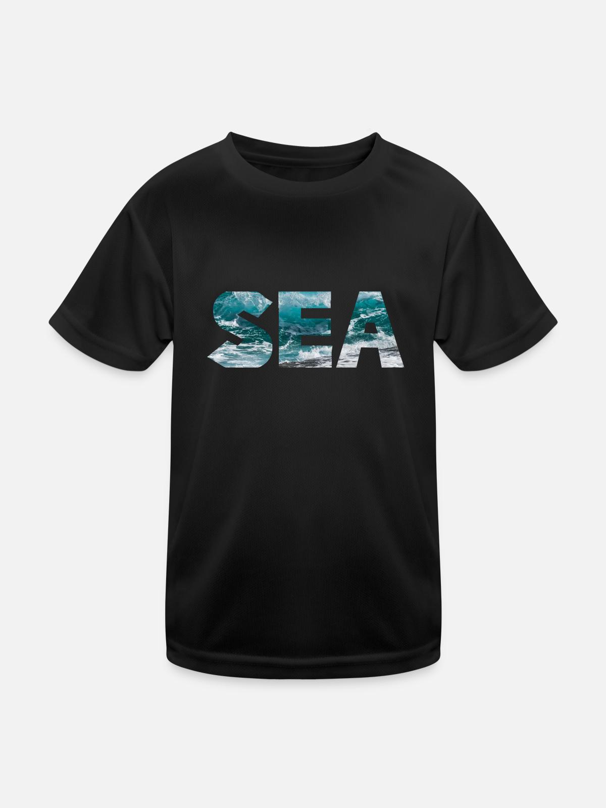 SEA - Kinder Funktions-T-Shirt - Schwarz - Vorne