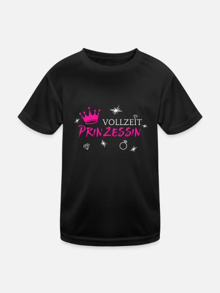 Vollzeit Prinzessin - Kinder Funktions-T-Shirt - Schwarz - Vorne