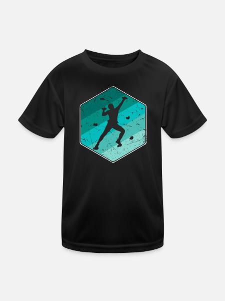 Klettern Boulder Bouldern Kletterer Bergsteiger - Kinder Funktions-T-Shirt - Schwarz - Vorne