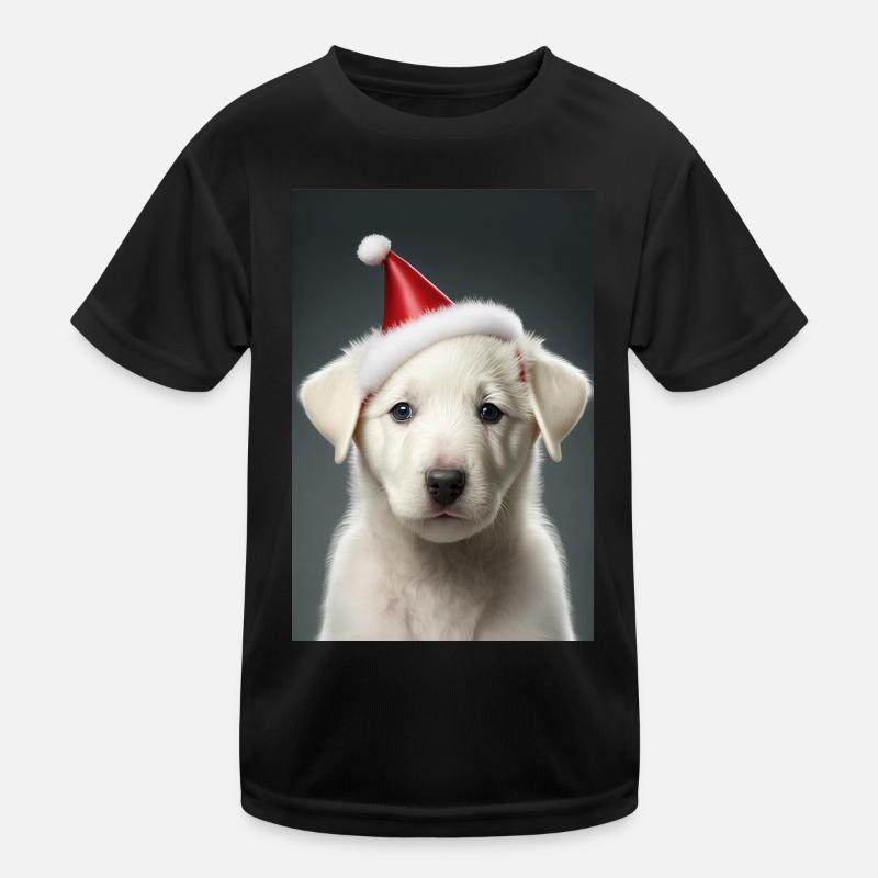 Chiot blanc noël T-shirt sport Enfant