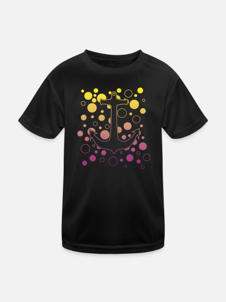 Anker Skipper Kapitän - Kinder Funktions-T-Shirt - Schwarz - Vorne