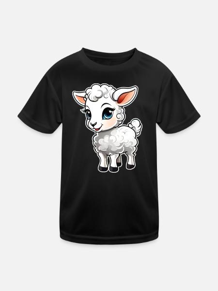 Niedliches kleines Lamm - Kinder Funktions-T-Shirt - Schwarz - Vorne