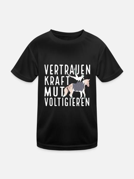 Voltigieren Voltigiererin Pferdesport Geschenk - Kinder Funktions-T-Shirt - Schwarz - Vorne