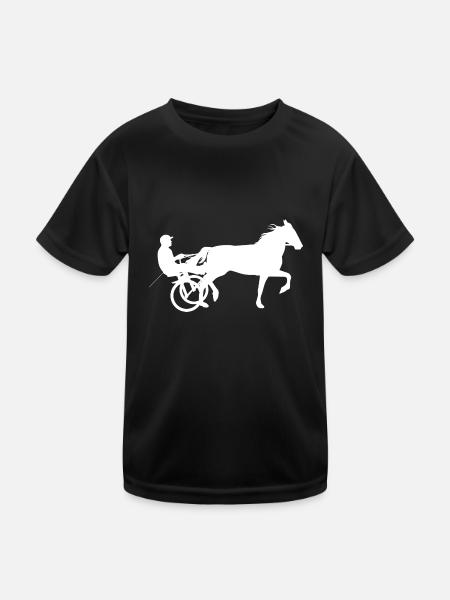 Trabrennsport Pferderennsport Pferderennen Pferde - Kinder Funktions-T-Shirt - Schwarz - Vorne