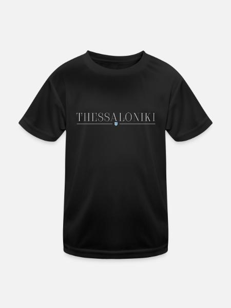 Thessaloniki, Griechenland Stil Design T-Shirt - Kinder Funktions-T-Shirt - Schwarz - Vorne