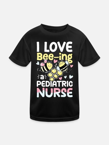 I Love Bee-ing a Pediatric Nurse - Kinder Funktions-T-Shirt - Schwarz - Vorne