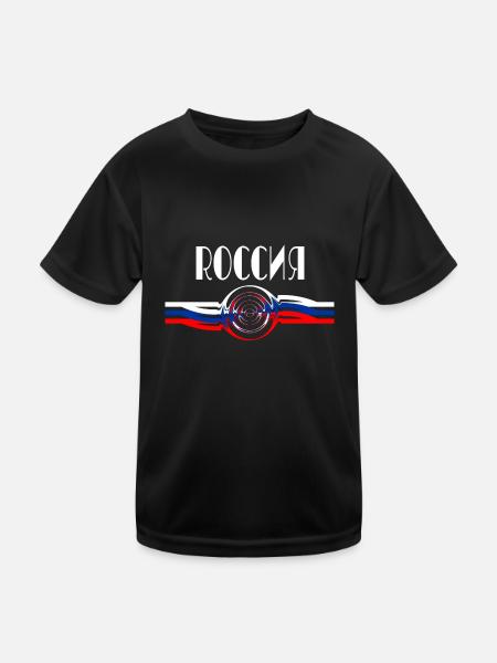 Russland Nationalfarben - Kinder Funktions-T-Shirt - Schwarz - Vorne