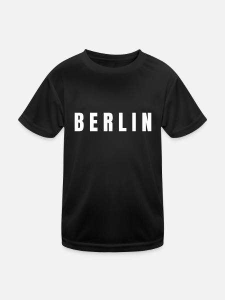 B E R L I N - Kinder Funktions-T-Shirt - Schwarz - Vorne