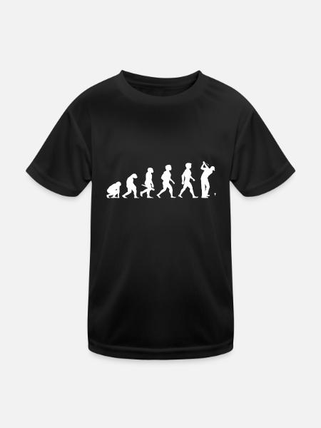Evolution Golf Golfer Golfspieler Golfplatz - Kinder Funktions-T-Shirt - Schwarz - Vorne