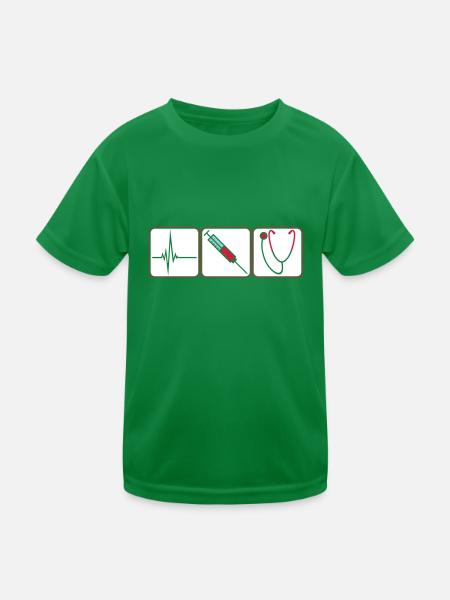 3 arzt button spritze logo Stethoskop abhoeren her - Kinder Funktions-T-Shirt - Kelly Green - Vorne