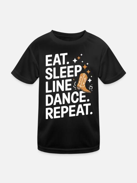 Line Dancing Dancing Dancers - Kids Functional T-Shirt - black - Front
