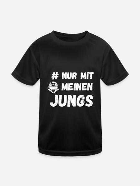 #Nur mit meinen Jungs Helm Motorrad Club Stammtisc - Kinder Funktions-T-Shirt - Schwarz - Vorne