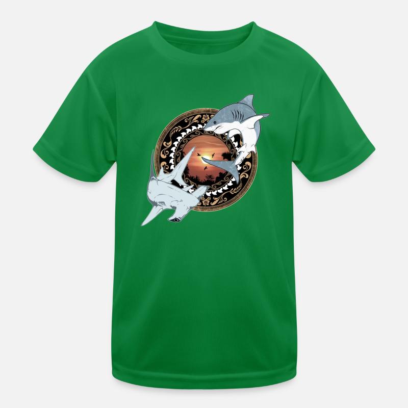 Hammerhead Great White Shark Hawaiian Kids Functional T-Shirt